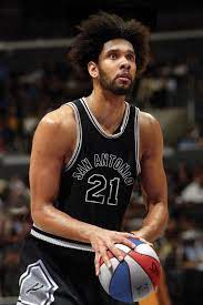 I continue to be amazed by tim duncan. Tim Duncan With A Crazy Fro San Antonio Spurs Basketball Spurs Basketball Nba Legends
