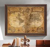 Retro Style Classical Frame Old World Map Wall Decor｜Homary