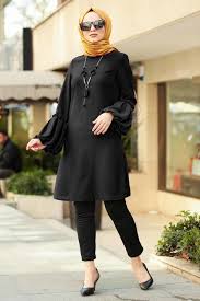 Neva Style Balon Kol Siyah Tesettur Tunik 3009s Tesetturisland Com Basortusu Modasi Moda Stilleri Casual Hijab Outfit