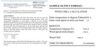 Solved The Formula For Calculating Wind Chill Is Wind Ch