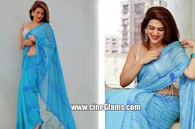 Hot indian actress in low hip saree Actress Shraddha Das Glamorous Blue Saree Pics Latest Indian Hollywood Movies Updates Branding Online And Actress Gallery