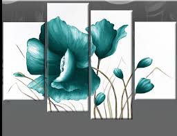 Large Teal Canvas Pictures Floral Flower Painting Wall Art Split Multi 100 Cm Ebay Cuadros Modernos Cuadros De Arte Flores Pintadas