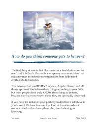 Salvation through jesus is the only way to go to heaven. How Do We Get To Heaven Tony Mariot