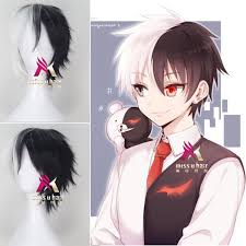 Black And White Hair Color Anime Cheap Danganronpa Monokuma Men Party Hair Black White Color Anime Cosplay Wig Anime Boy Anime Cosplay Wigs
