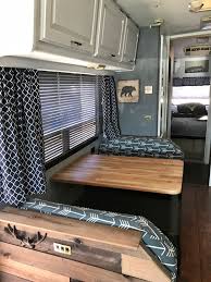 Motorhome Remodel Part 8 Dinette Butcher Block Table Sink Cover Tent Trailer Remodel Motorhome Remodel Remodeled Campers