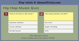 Page 49 this category is for questions and answers related to 2000s music, as asked by users of funtrivia.com. Hip Hop Music Quiz