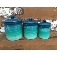 teal ombre ceramic canister set