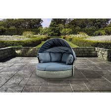 The patio daybed a modern inspired minimalistic outdoor daybed made from solid planks. Lioni Elba Resin Wicker Outdoor Daybed With Cushions Dark Grey Only At Best Buy Best Buy Canada