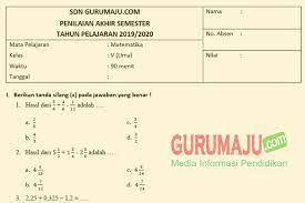 Soal Uas Pas Matematika Kelas 5 Semester 1 K13 Revisi Guru Maju