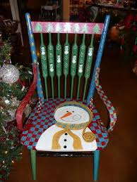 Handpainted Christmas Chairs Bing Images Christmas Chair Christmas Furniture Painted Furnature