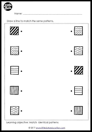 Preschool worksheets help your little one develop early learning skills. Preschool Patterns Matching Worksheets And Activities Free Preschool Worksheets Preschool Math Printables Kindergarten Worksheets
