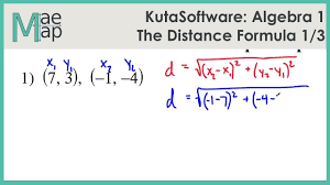 Kutasoftware Algebra 1 Distance Formula Part 1 Youtube
