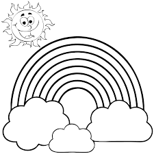 Zon, wolken, regen en regenboog kleuring en printen pagina. Online Kleurplaten Maken Leuk Voor Kids