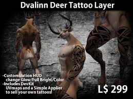 Next, click on the tattoo thumbnail to edit the image independently of its mask. Second Life Marketplace Ws Dvalinn Deer Tattoo Layer