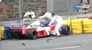 Mika Häkkinen....the comeback king of F1. In qualifying for the 1995  Australian GP in Adelaide, Mika's rear tyre burst, causing him to lose  control of his McLaren and hit a concrete wall (