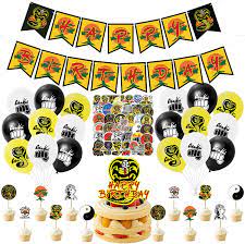 Buy 85 Pcs Cobra Kai Birthday Party Supplies Banner Cake Topper Stickers Ballons Set Tv Show Cobra Kai Party Favor Supplies For Boys Girls Teens Theme Birthday Parties Online In Indonesia B08yy8skjm