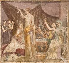 If additional people joined the drinking party, they could be squeezed onto the couches. Wall Paintings Pompeian Connections