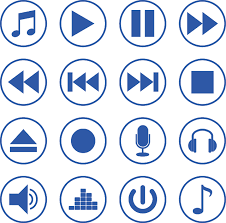 Multimedia Media Player Video Web Movie Vector Button Interface Play Music Pause Audio Volume Sound Control Design Vector Music Logo Color Set