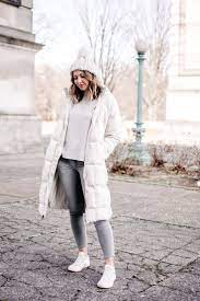 White Puffer Coat Outfit Warm Winter Outfit Casual Winter Outfit Grey Jeans Whit Womens Winter Fashion Outfits Puffer Coat Outfit Casual Winter Outfits