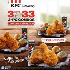 'like' to connect with us and get updates of us! Kfc Last Day To Enjoy 3 X 2 Pc Combos For Rm33 With Kfc Delivery Use Promo Code Delivery33 And Selamat Hari Fried Chicken This Three 3 Day Promotion Is Valid From 10am