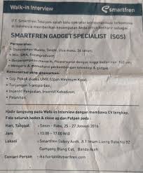 Lowongan Smartfren Aceh Gadget Specialist Gadget Komuni Sma