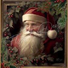 Santa Claus in Holly Bush Wreath  Sign-sublimation-round-chistmas-winter-decor