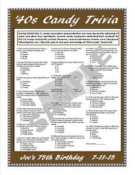 1930's trivia questions and answers printable. 1940s Candy Trivia Printable Game Personalize For Birthdays Anniversaries Candy Themed Parties And More Custom Digit Candy Themed Party Trivia Candy Games