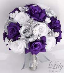 Floraland weddings floral design for weddings. 17 Piece Package Bridal Bouquet Wedding Bouquets Silk Flowers Bride Maid Bridesmaid Co Purple Wedding Bouquets Purple Wedding Flowers Purple And Silver Wedding