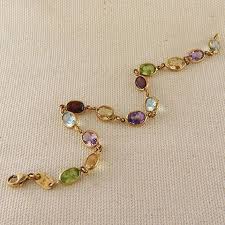 Gemstone Multi Colored Bracelet In 14k Gold Etsy Gold Bangles Design Gold Fashion Necklace Jewelry