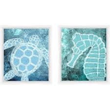 Glue turtle in the center of your child's art piece. Turtle And Seahorse 14 X 16 Wall Art Set Of 2 Walmart Com Seahorse Wall Art Coastal Wall Art Horse Wall Art