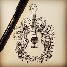 Beachdesigns Guitar Art Surf Drawing Ukulele Art