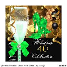 Black And Gold Birthday Party Invitations 40 Fabulous Lime Green Black Gold Birthday Party Invitation Zazzle Com Gold Birthday Party Gold Birthday Birthday Party Invitations