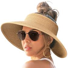 Sunshade Hat Woven With Grass In Summer Women's Beach Hat Foldable