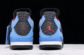 The bright blue nubuck construction with black and red accents takes inspiration from the team colors of the now defunct houston oilers football team, a speckled detailing and scott's cactus jack logo on the left heel tab add more personal touches. Air Jordan 4 Retro Travis Scott Cactus Jack Houston Oilers 308497 406 Air Jordans Jordan 4 Jordans