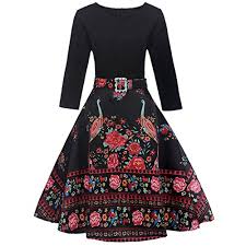 Check spelling or type a new query. Pingtr Women S Vintage Dress 1950s Classy Rockabilly Retro Floral Pattern Print Cocktail Evening Swing Party Dress Black Xl Buy Online In Angola At Angola Desertcart Com Productid 53719750