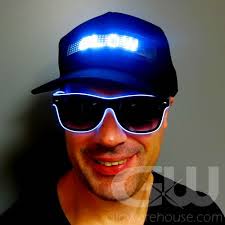 Scrolling Text Baseball Cap With White Led Lights Glowarehouse Com