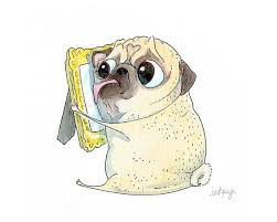 I Miss You Card Cute Ldr Card Thinking Of You Card I Love Etsy In 2020 Pugs Funny Pug Cartoon Pugs