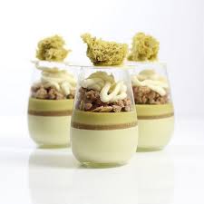 Pistachio Mousse White Peach Gelee Pistachio Cremeux Streusel Mascarpone Cheese Cream Pistachio Sponge Verrine For My Class At Savourschool Chefsroll B Mousse Recipes Sweet Recipes Individual Desserts
