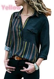 Women Fashion Stripe Casual Loose Autumn Shirt Wish Stylish Shirts Striped Shirt Blouse Long Sleeve Casual
