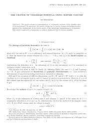 Pdf The Change Of Variables Formula Using Matrix Volume
