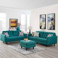 Modway Empress Sofa And Loveseat Set Of 2 Multiple Colors Walmart Com Walmart Com Teal Sofa Living Room Teal Couch Living Room Living Room Turquoise