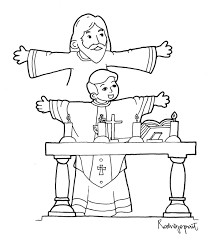 Coloring Page Of Priest Celebrating Mass Catholic Coloring Catholic Mass Catholic Kids