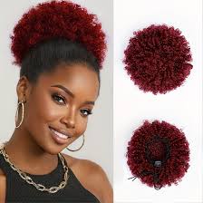 afro puff drawstring ponytail extension for , premium 60 gram short  synthetic afro puff ponytail for, clip