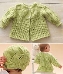 Length from top of shoulder, 17 ins. Free Knitting Pattern For Leaf And Lace Baby Set Baby Sweater Knitting Pattern Baby Sweater Patterns Baby Cardigan Knitting Pattern