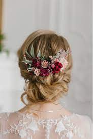 Flower Hair Comb Wedding Flower Hair Clip Burgundy Flower Etsy Bridal Flower Headpiece Bridal Flower Hair Comb Vintage Wedding Hair