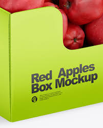 Download Box With Red Apples In Box Mockups On Yellow Images Object Mockups PSD Mockup Templates