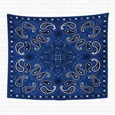 Easy and affordable bandana wall art! Tapestry Wall Hanging Wall Tapestry Colorful Pattern Blue Paisley Bandana Abstract Artistic Bandanna Black 60x60 Inch Tapestries Wall Decor For Bedroom Living Room Home Decor Wish