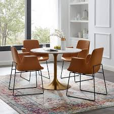 Round dining table gold base. Modway Lippa 40 Round Dining Table White Top Gold Base Amazon In Furniture