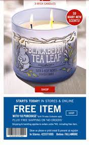 Using a promotional code or coupon at macy's couldn't be more comfortable. Bath Body Works Universal Coupon Free Full Priced Item Up To 14 Value With Any 10 In Store Purchase Works Online As Well But 40 Min To Get Free Ship Candles Are