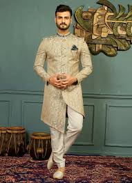 Buy Online Grey Color Asymmetrical Nawabi Men S Dress We offers you originals and replicas of all brands ( shirts and suits).all verity of nawabi hand embroidery dresses. girlyfab